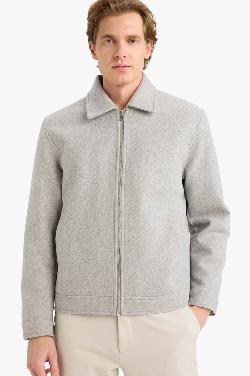 DeFacto Grey Man Shirt Collar Jacket Casual - Image 1